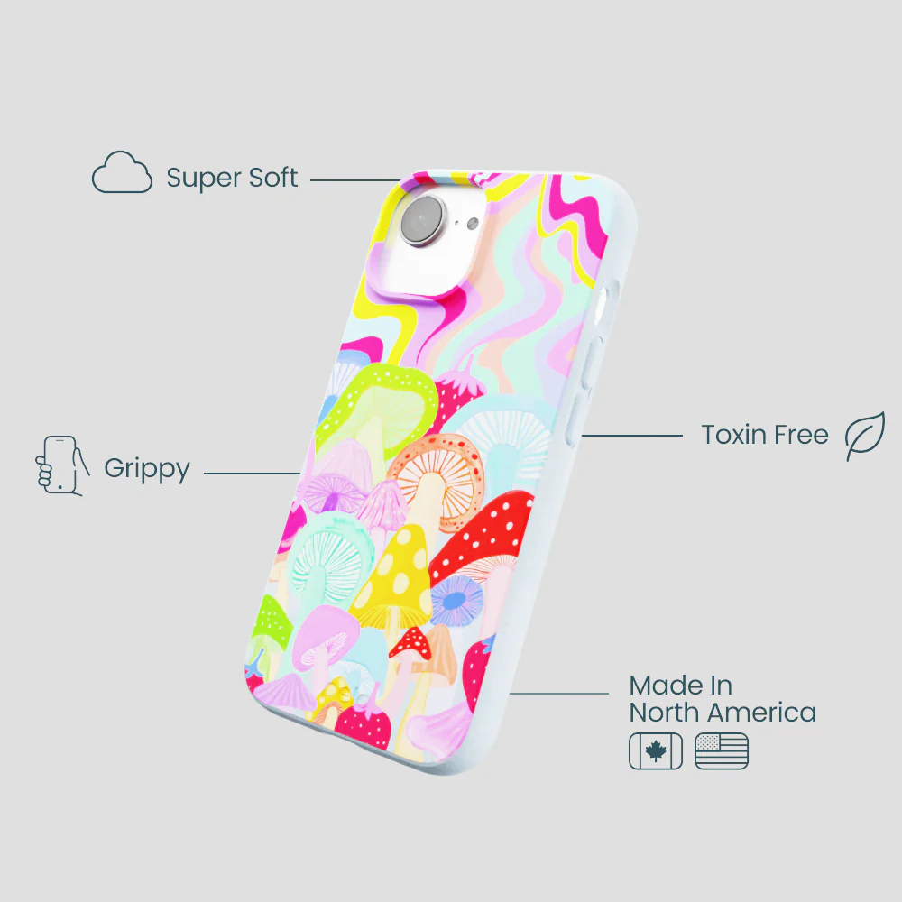 Powder Blue Shroom Spiral iPhone 16e/17e Case - Image 4
