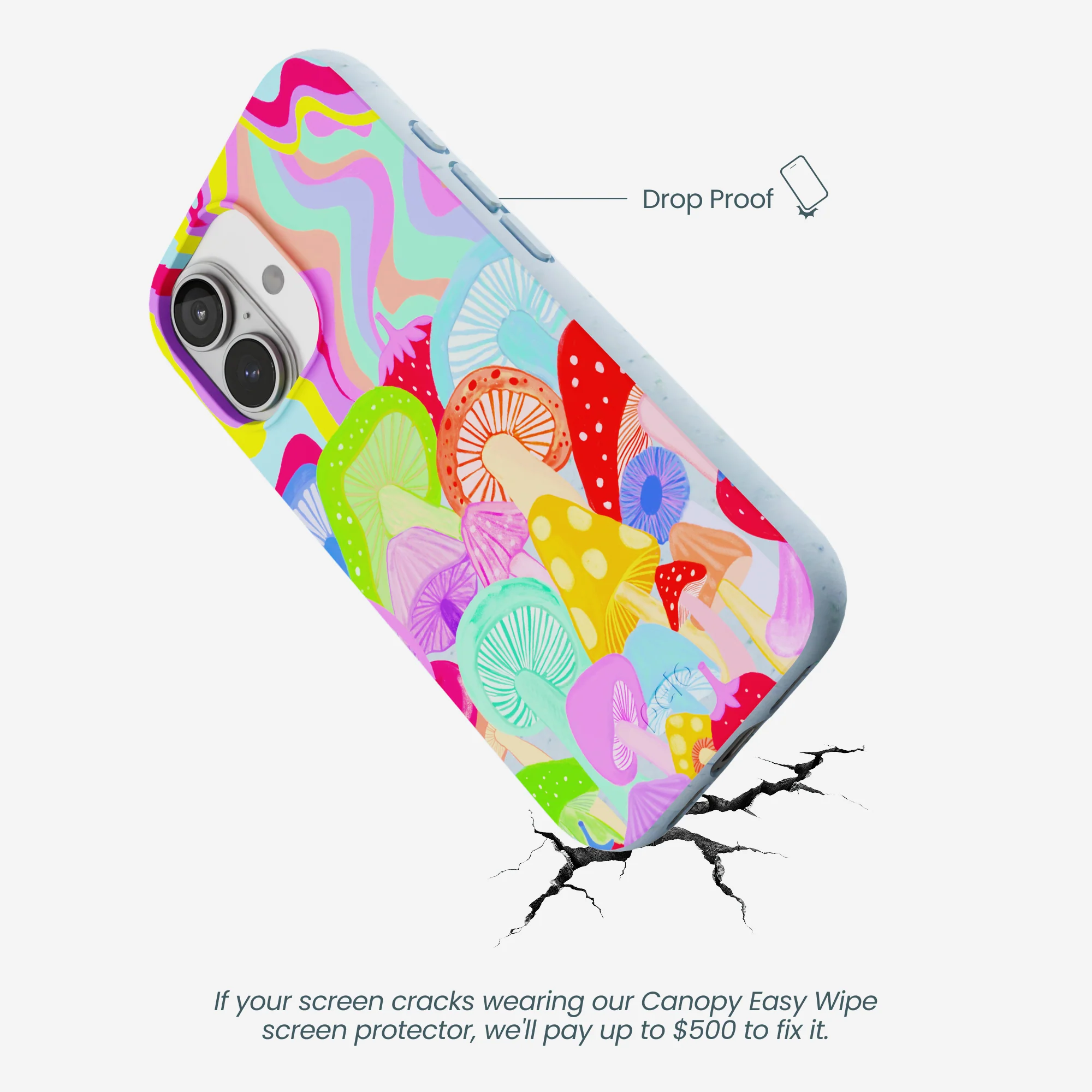 Powder Blue Shroom Spiral iPhone 17 Case - Image 5