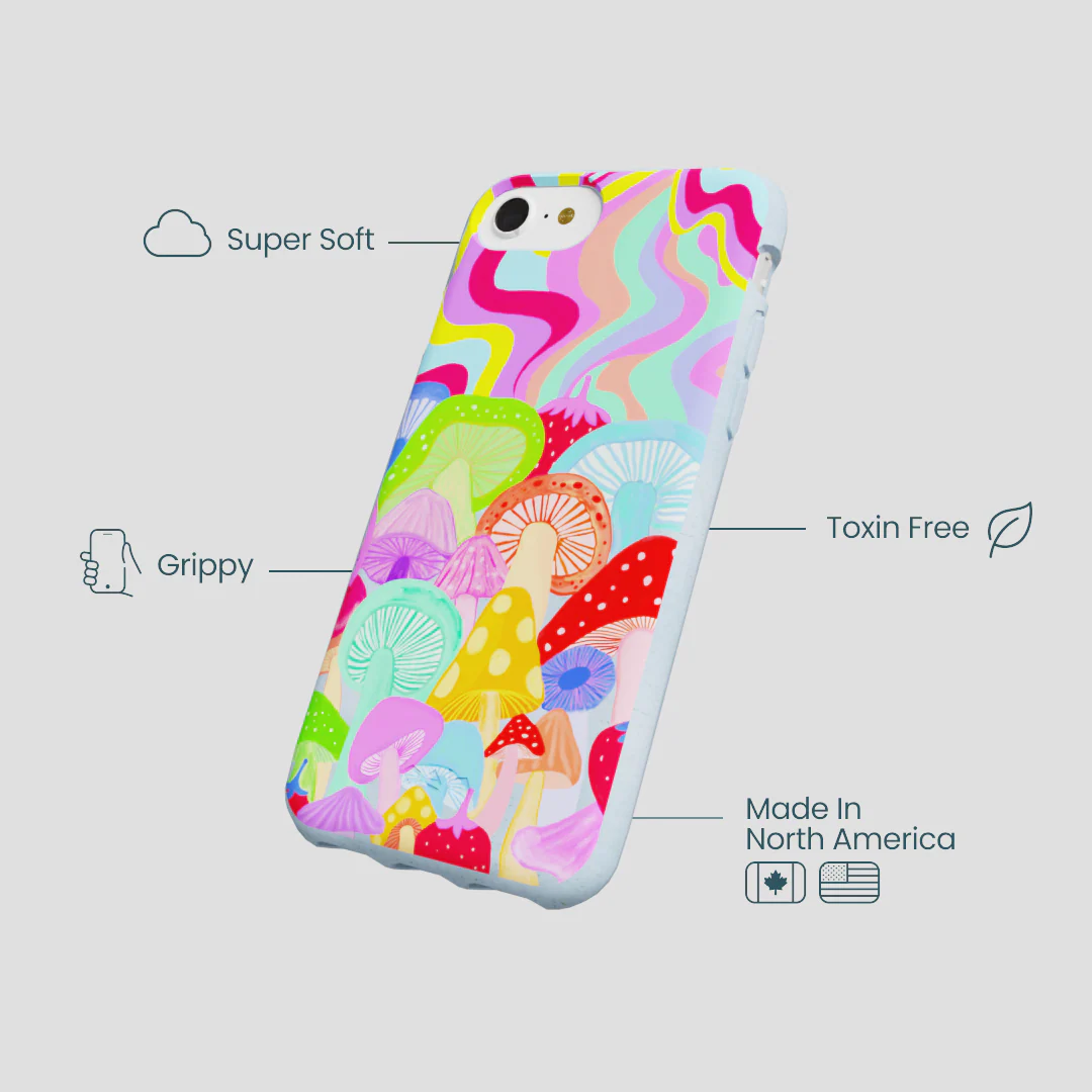 Powder Blue Shroom Spiral iPhone 6/6s/7/8/SE Case - Image 3