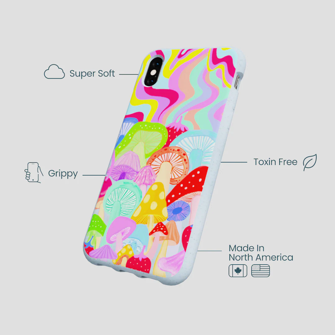 Powder Blue Shroom Spiral iPhone XR Case - Image 3