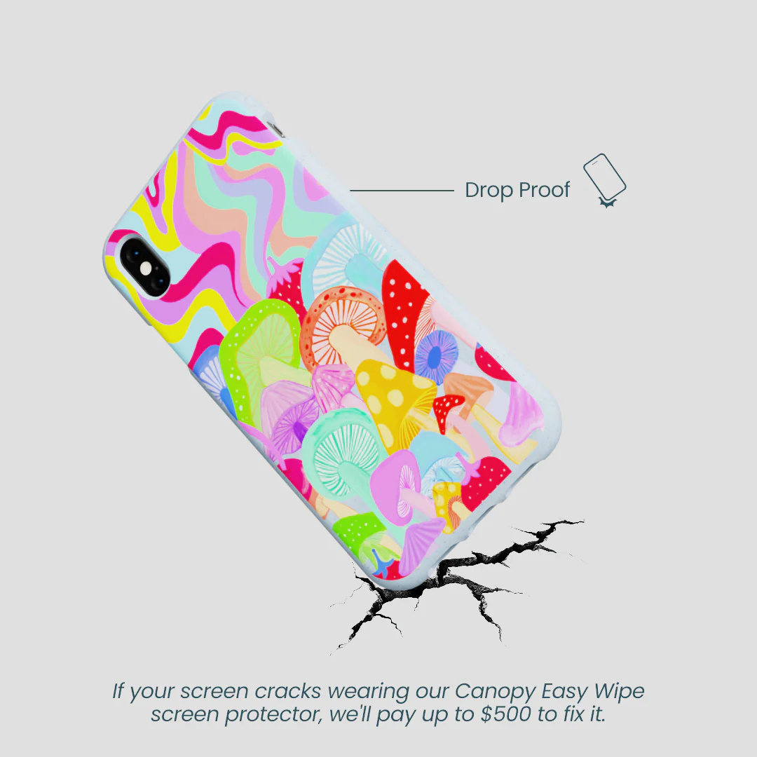 Powder Blue Shroom Spiral iPhone XR Case - Image 4