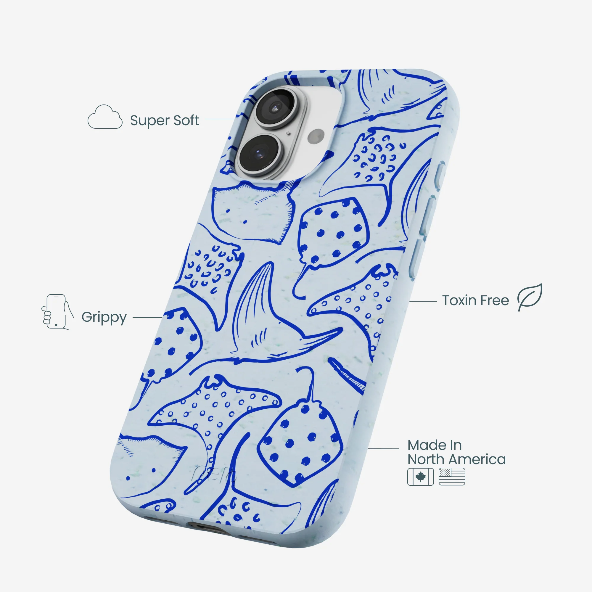 Powder Blue Stingray Fever iPhone 17 Case - Image 4
