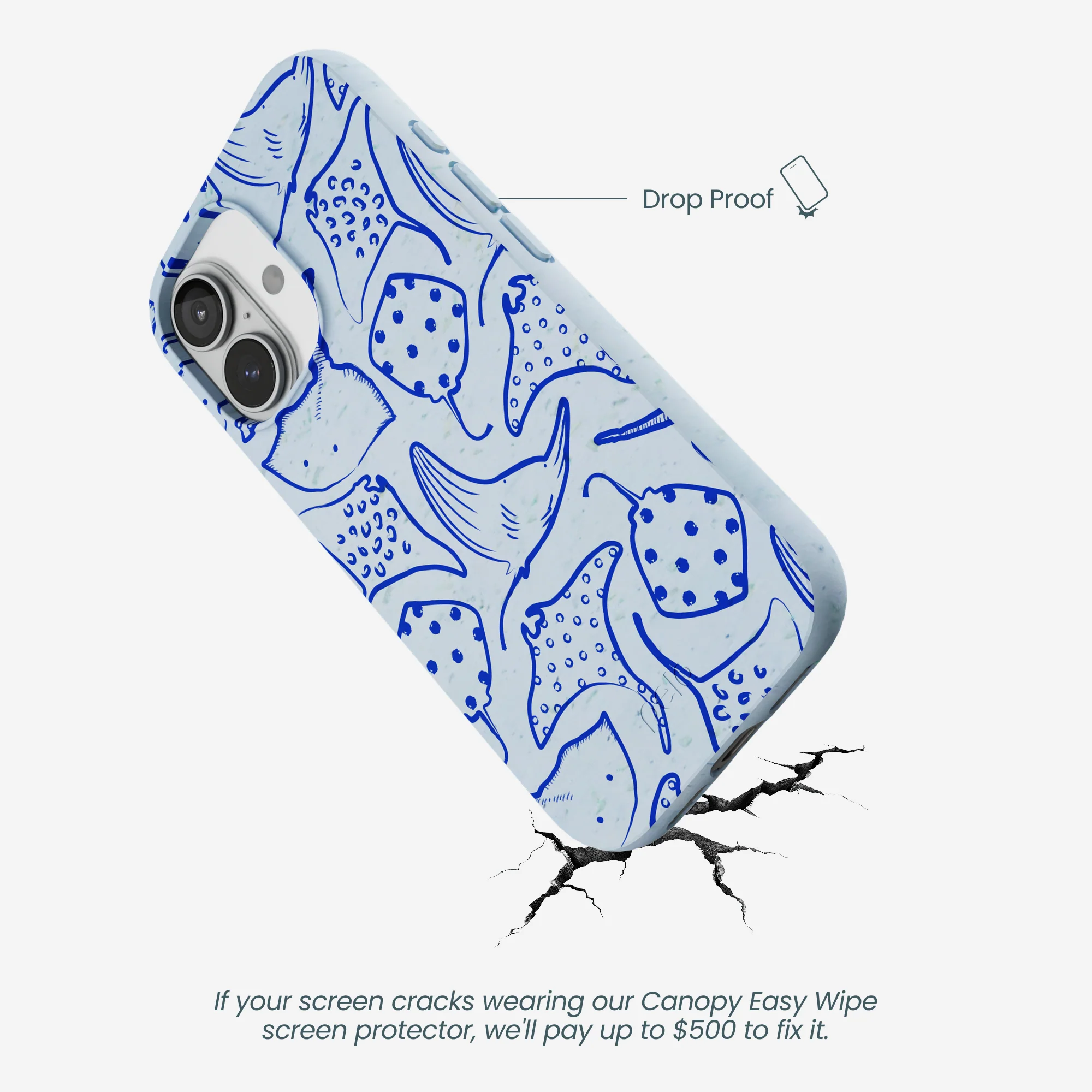 Powder Blue Stingray Fever iPhone 17 Case - Image 5