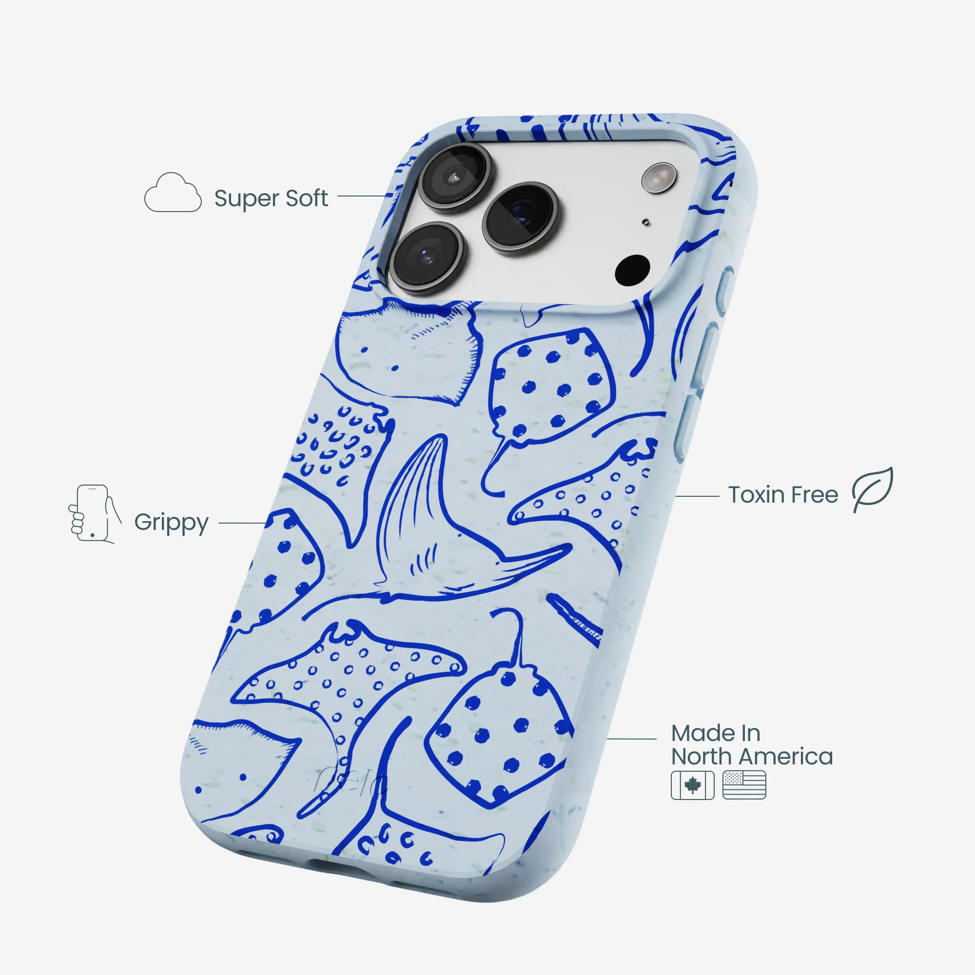 Powder Blue Stingray Fever iPhone 17 Pro Case - Image 4