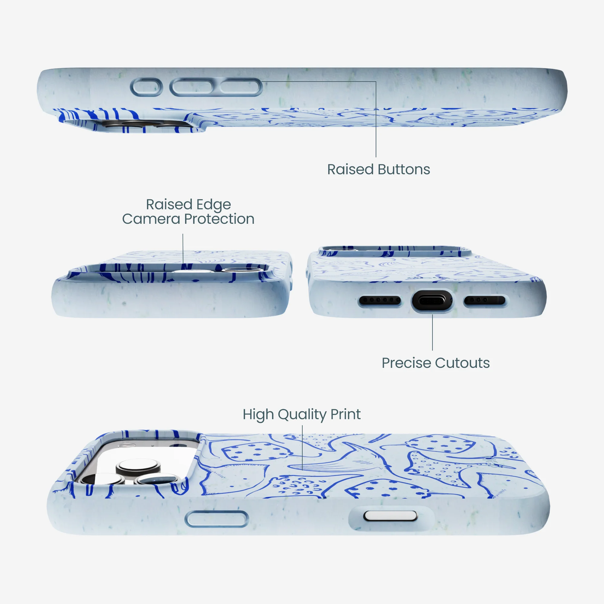 Powder Blue Stingray Fever iPhone 17 Pro Max Case - Image 3