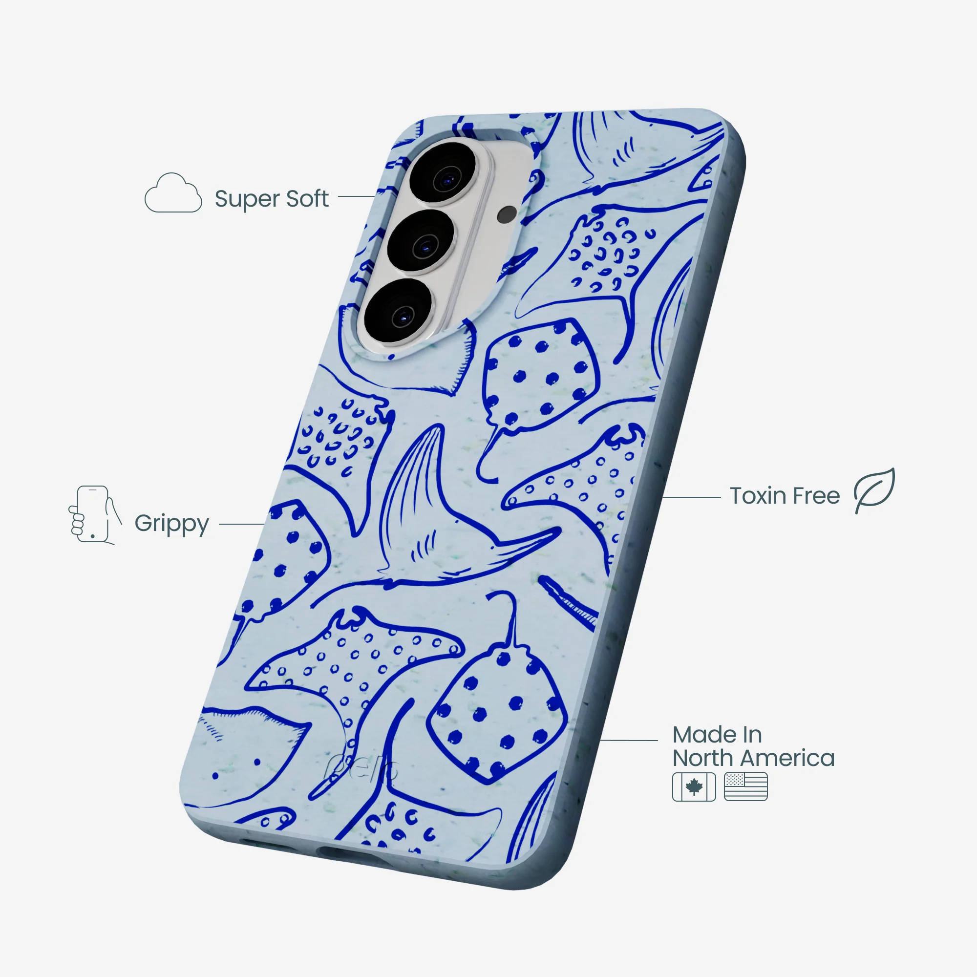 Powder Blue Stingray Fever Samsung Galaxy S26 Case - Image 4