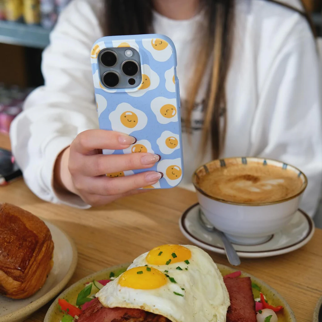 Powder Blue Sunny Side Up iPhone 16e/17e Case - Image 2