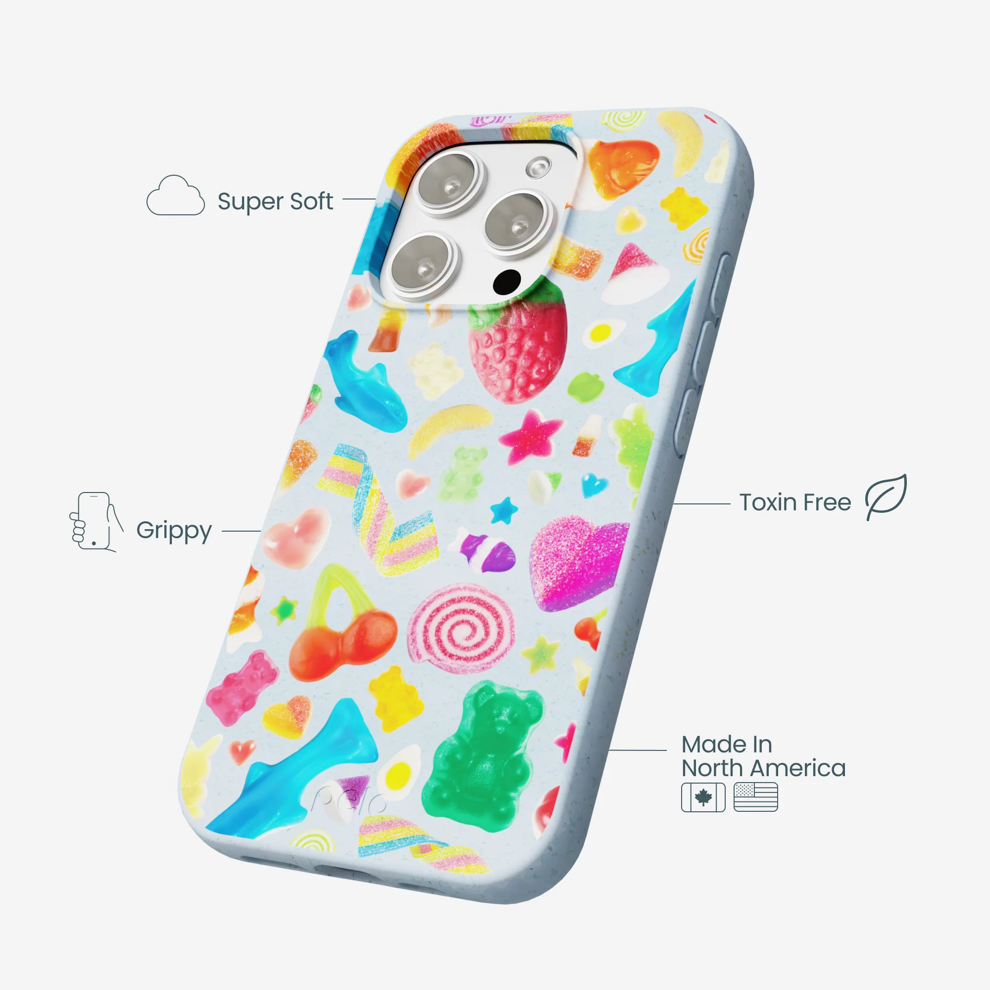 Powder Blue Super Gummies iPhone 16 Pro Max Case - Image 4
