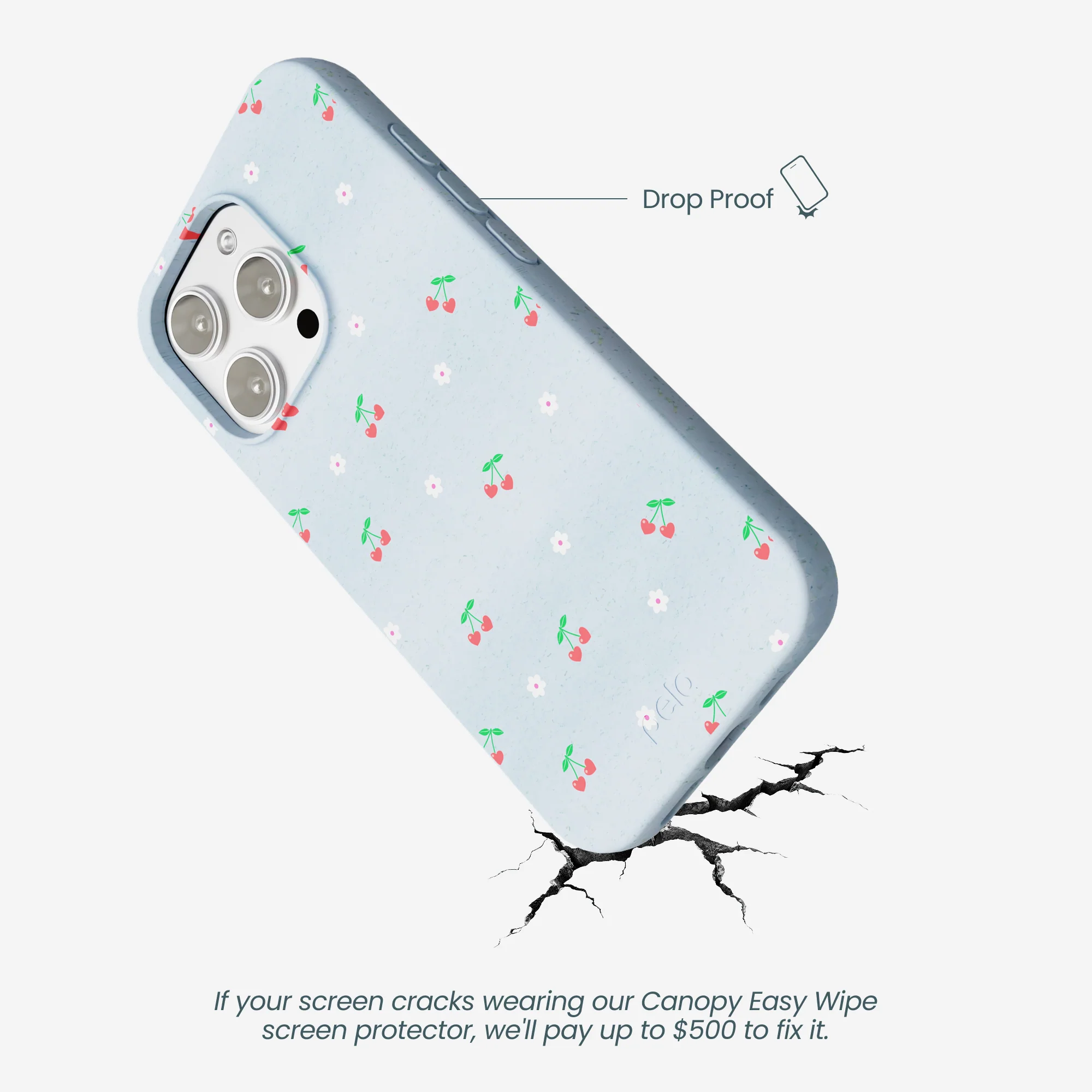 Powder Blue Sweet Cherries iPhone 16 Pro Max Case - Image 5