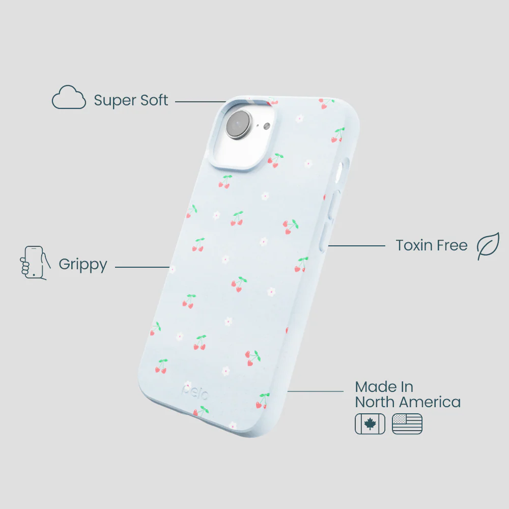 Powder Blue Sweet Cherries iPhone 16e/17e Case - Image 4