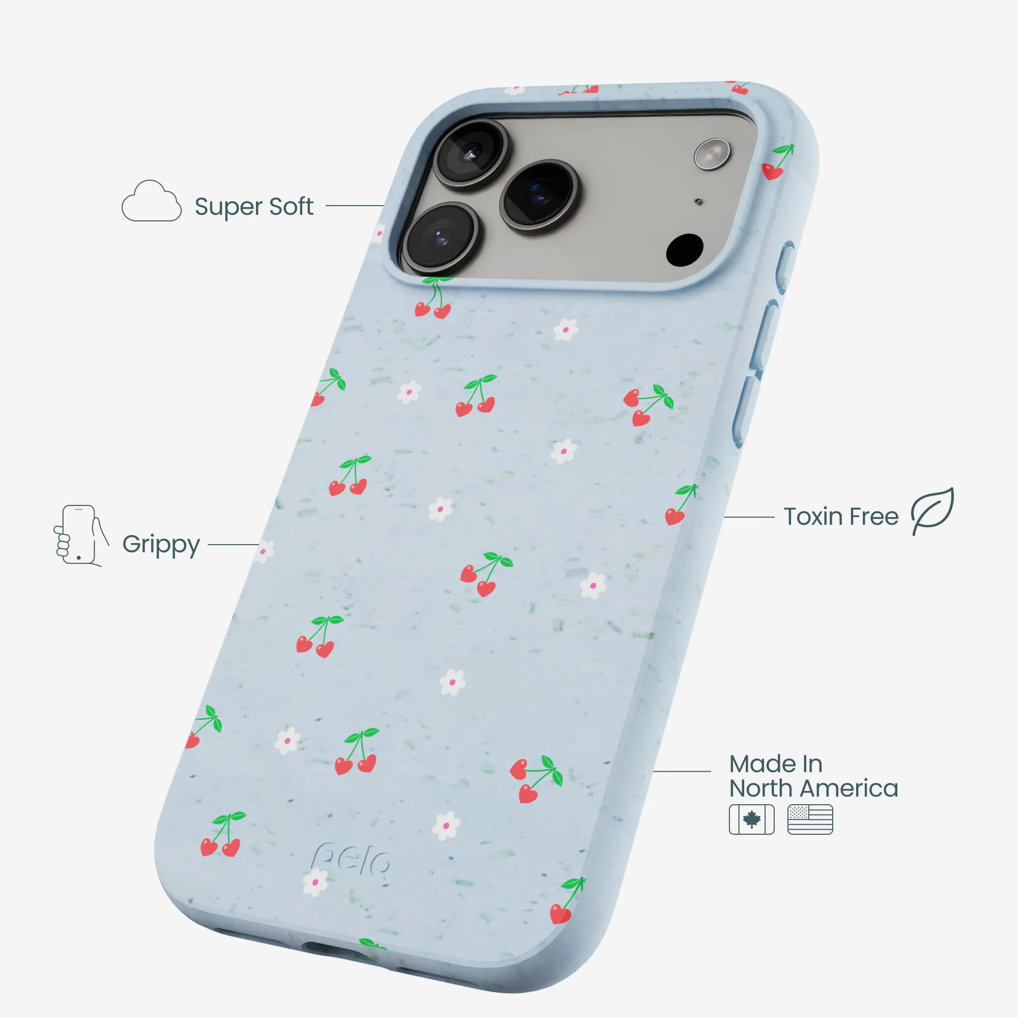 Powder Blue Sweet Cherries iPhone 17 Pro Max Case - Image 4