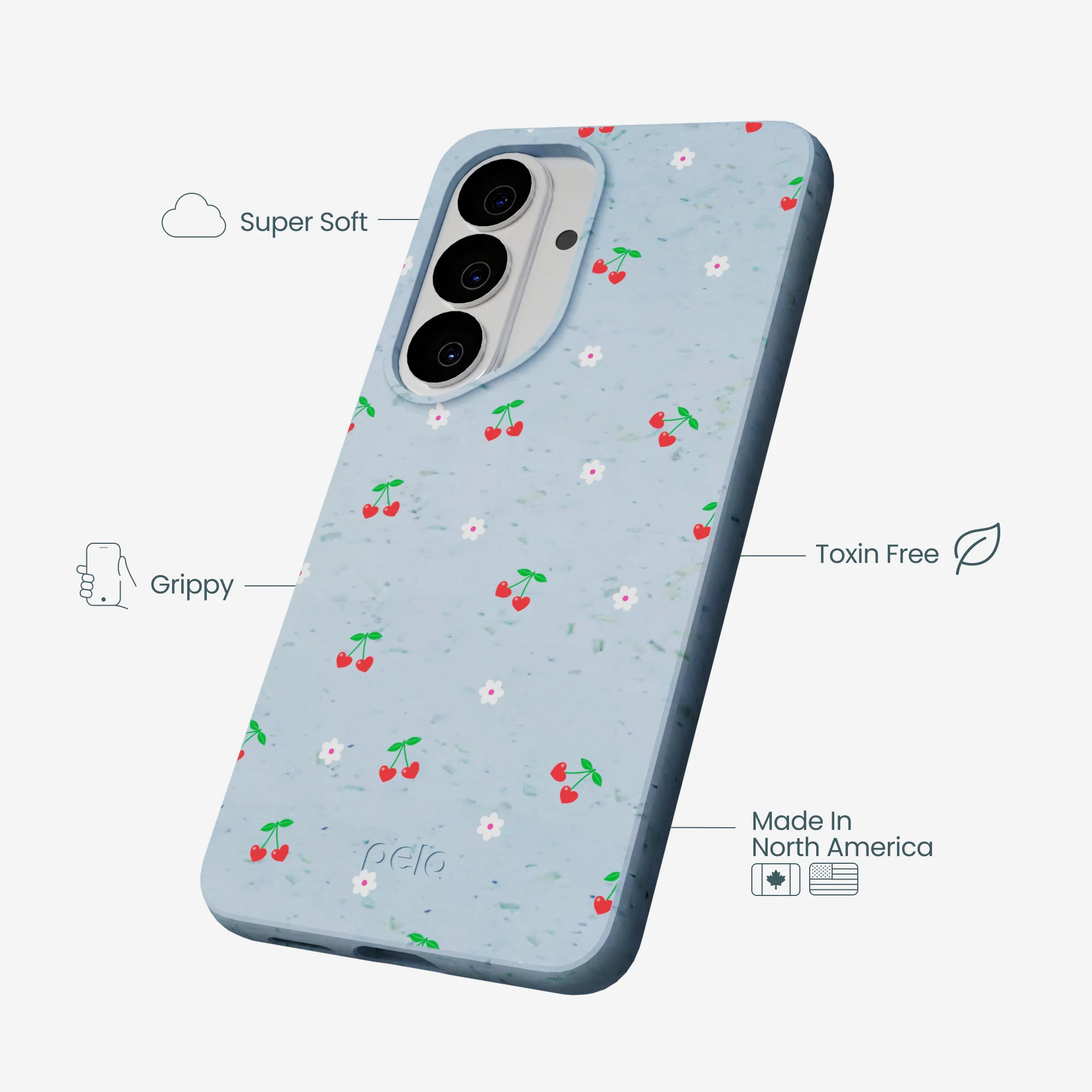Powder Blue Sweet Cherries Samsung Galaxy S26 Case - Image 3