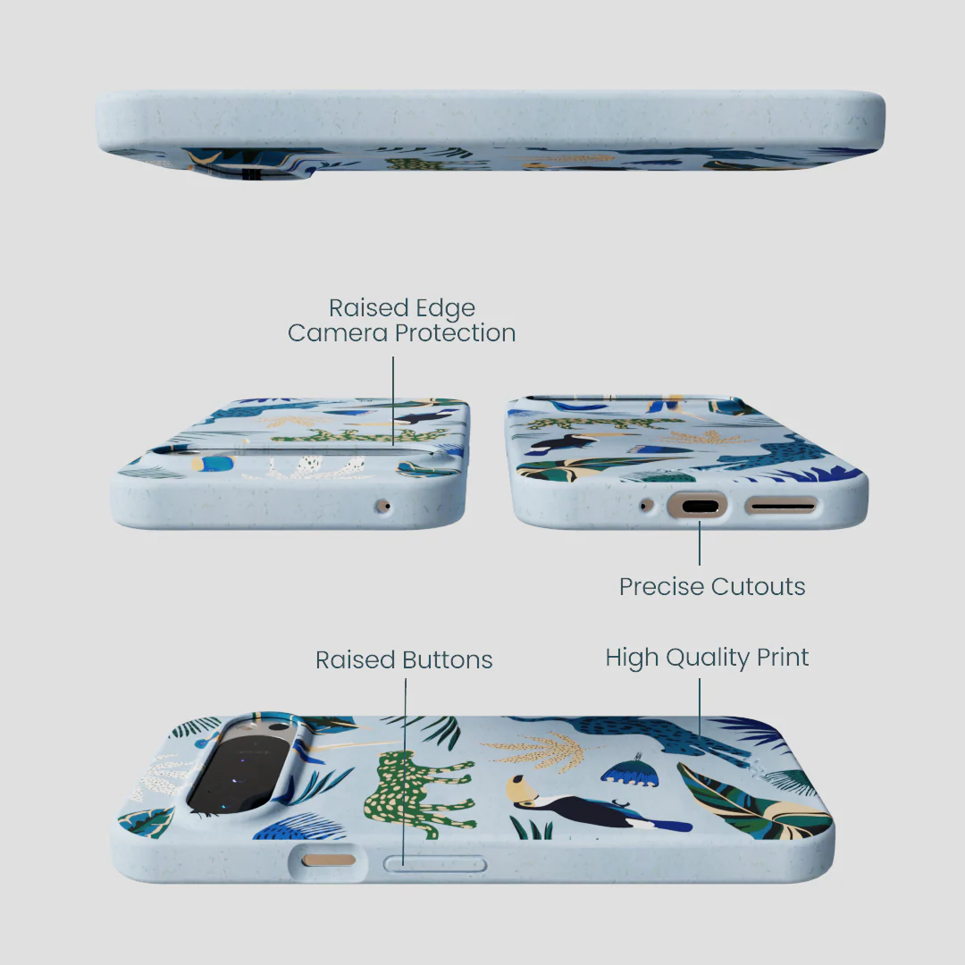 Powder Blue Tropical Rainforest Google Pixel 9 Pro XL Case - Image 3