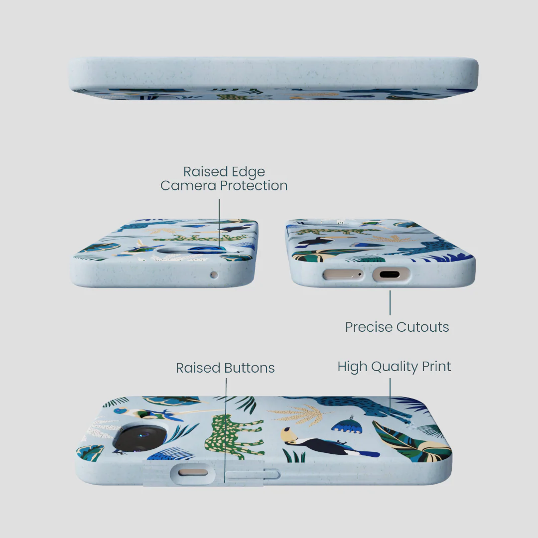 Powder Blue Tropical Rainforest Google Pixel 9a Case - Image 3