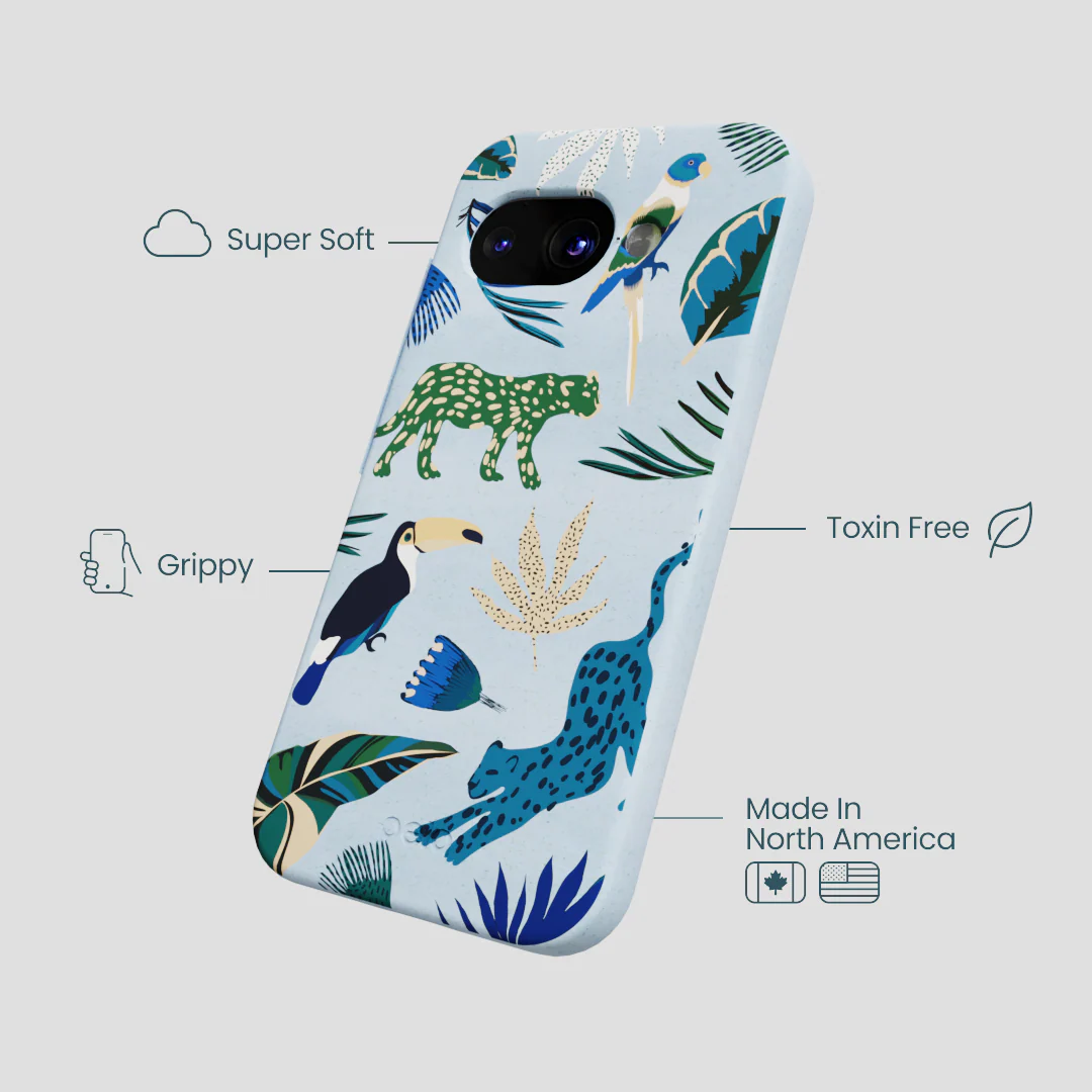 Powder Blue Tropical Rainforest Google Pixel 9a Case - Image 4