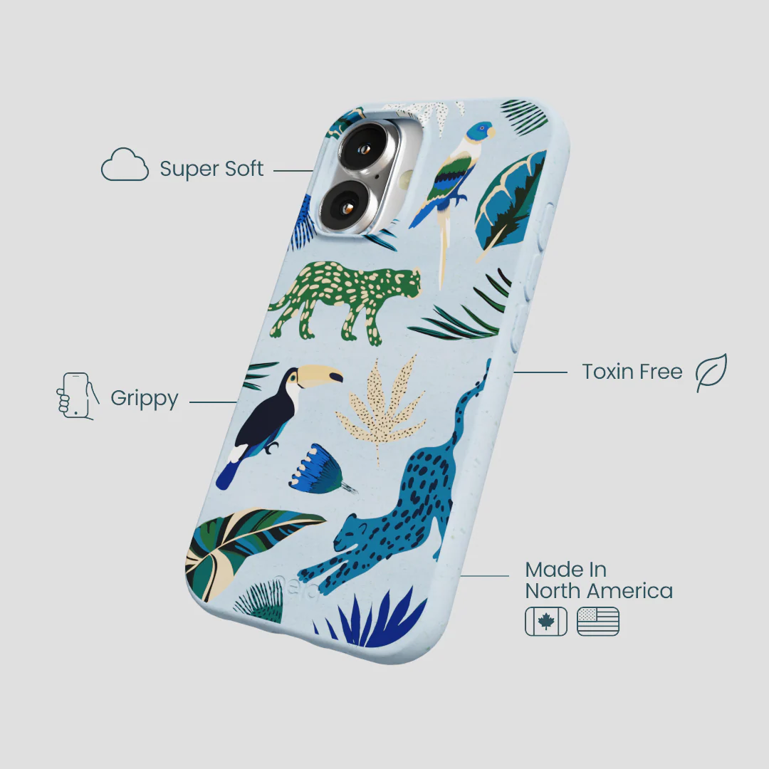Powder Blue Tropical Rainforest iPhone 16 Case - Image 4