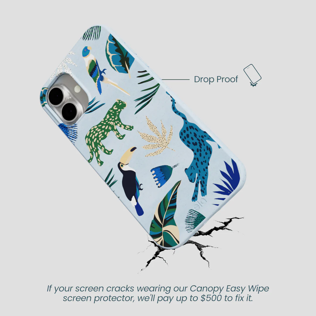Powder Blue Tropical Rainforest iPhone 16 Plus Case - Image 5