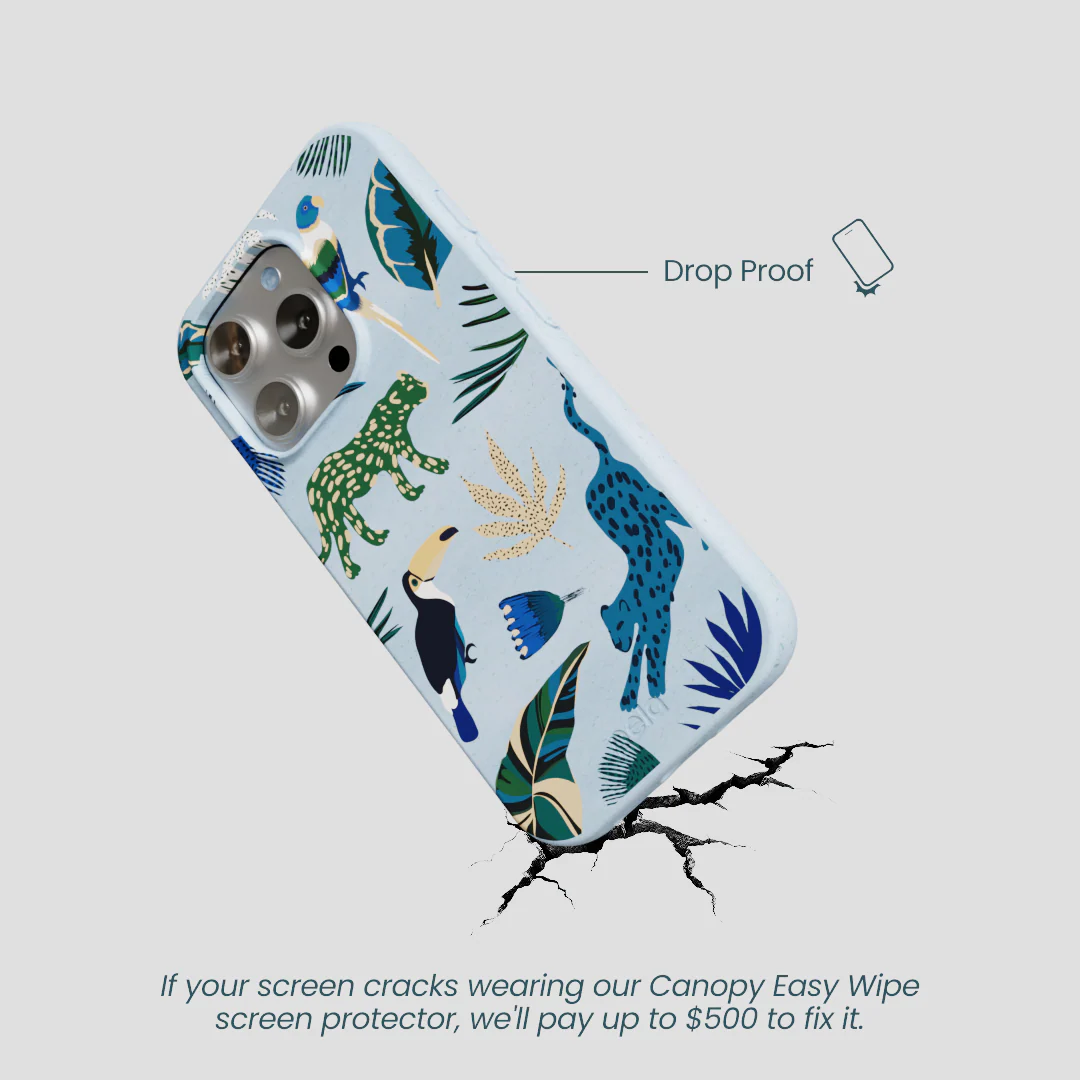 Powder Blue Tropical Rainforest iPhone 16 Pro Case - Image 5