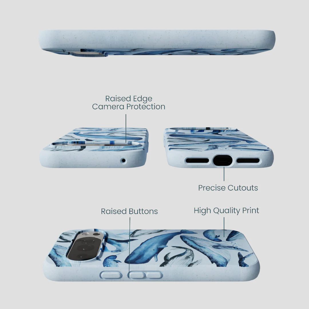 Powder Blue Whales Google Pixel 10/10 Pro Case - Image 3