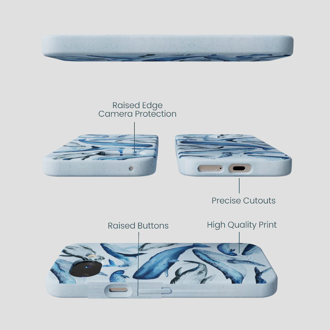 Powder Blue Whales Google Pixel 9a Case - Image 2