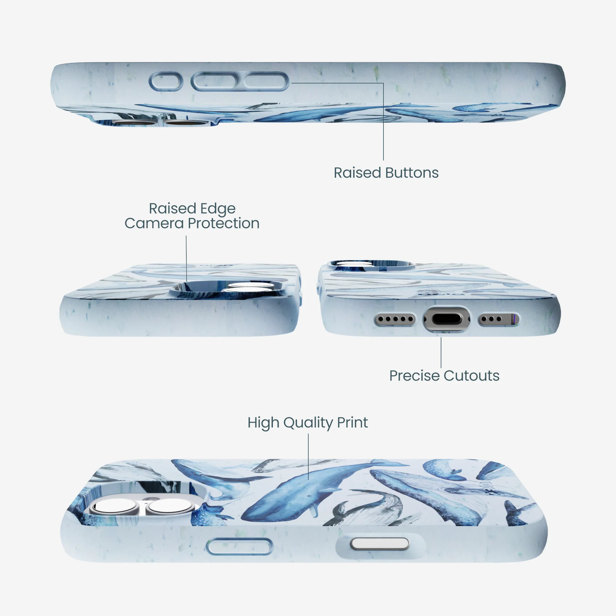 Powder Blue Whales iPhone 17 Case - Image 3
