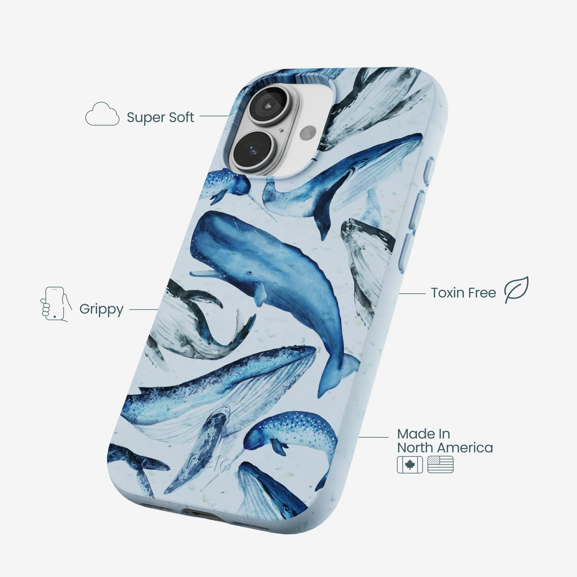 Powder Blue Whales iPhone 17 Case - Image 4