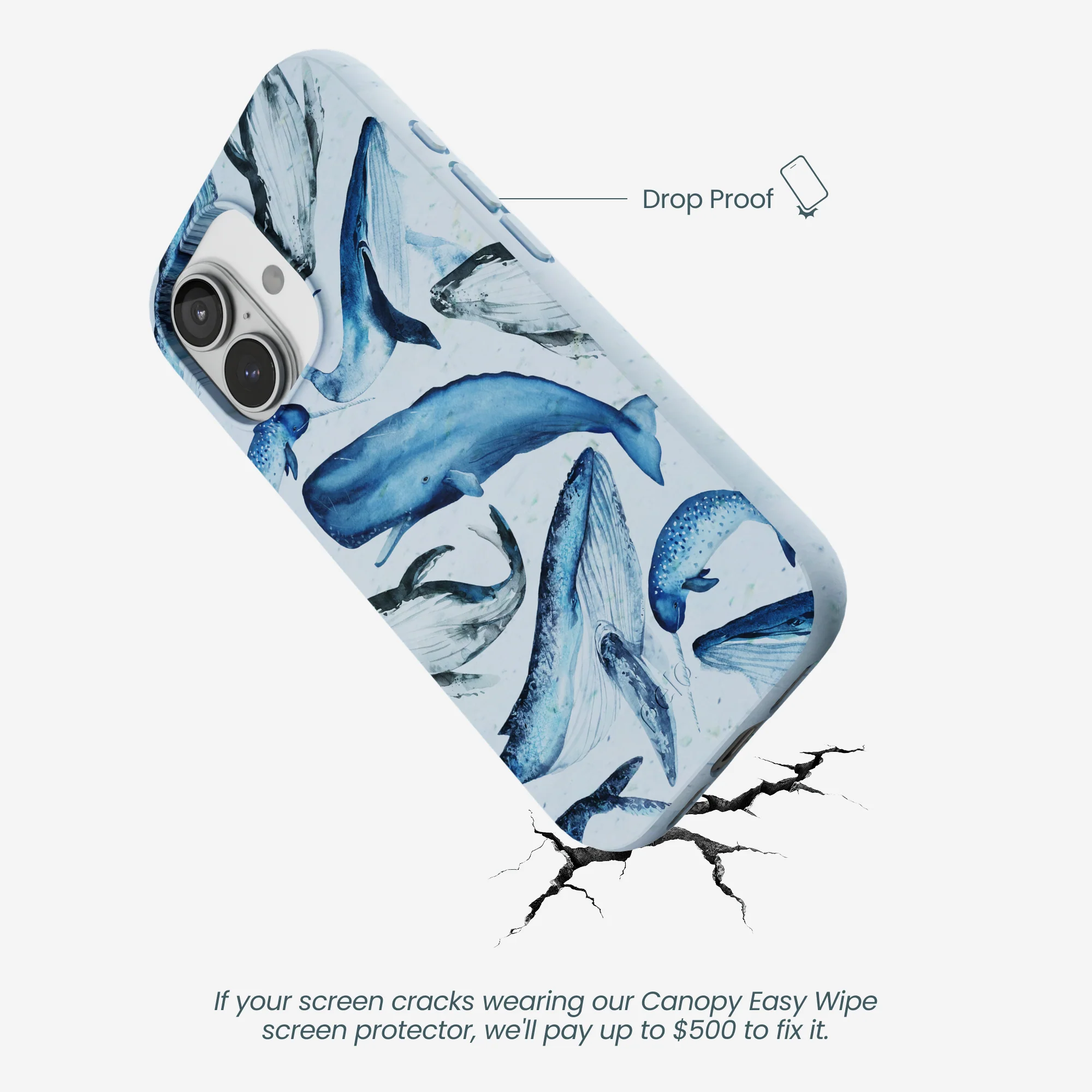 Powder Blue Whales iPhone 17 Case - Image 5