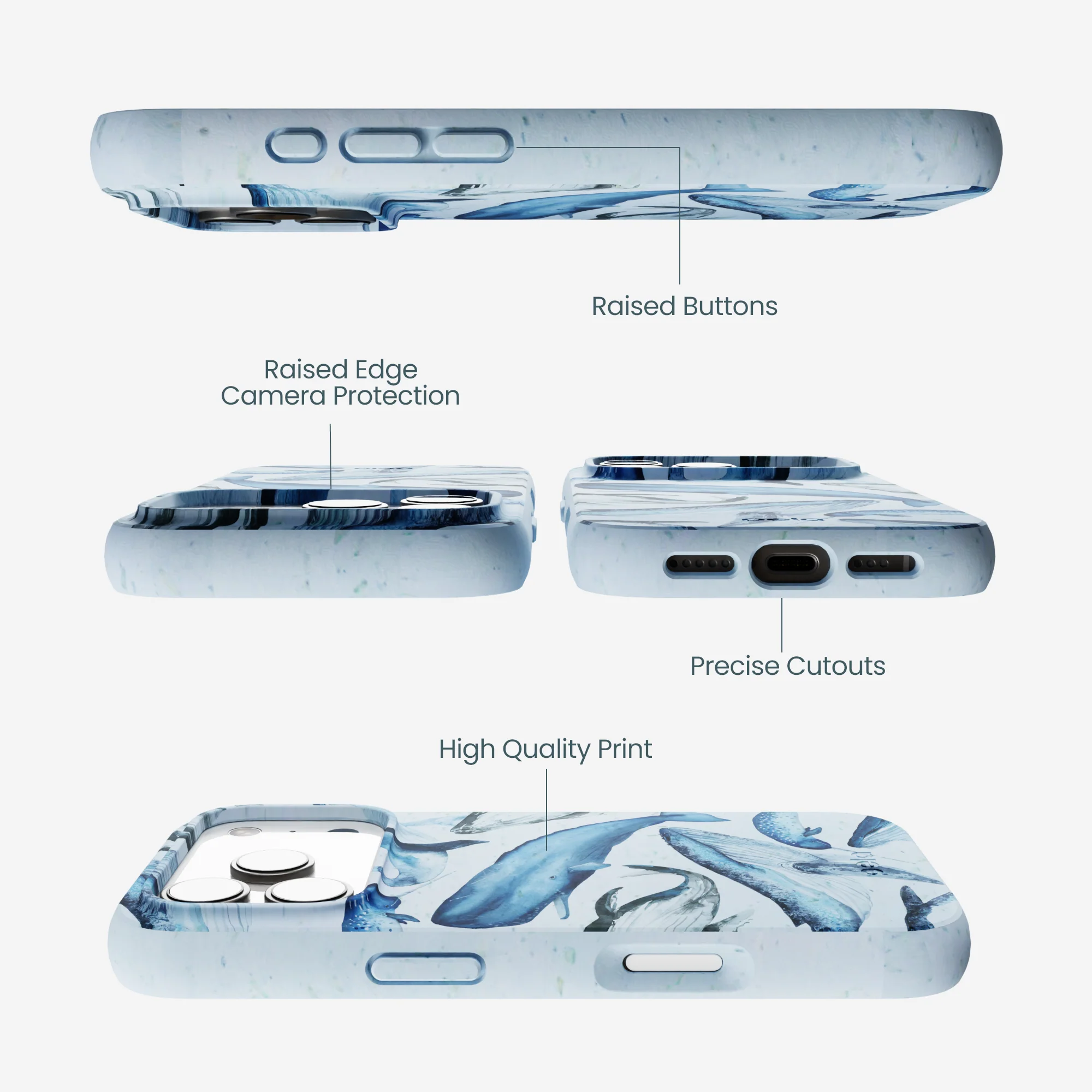 Powder Blue Whales iPhone 17 Pro Case - Image 3