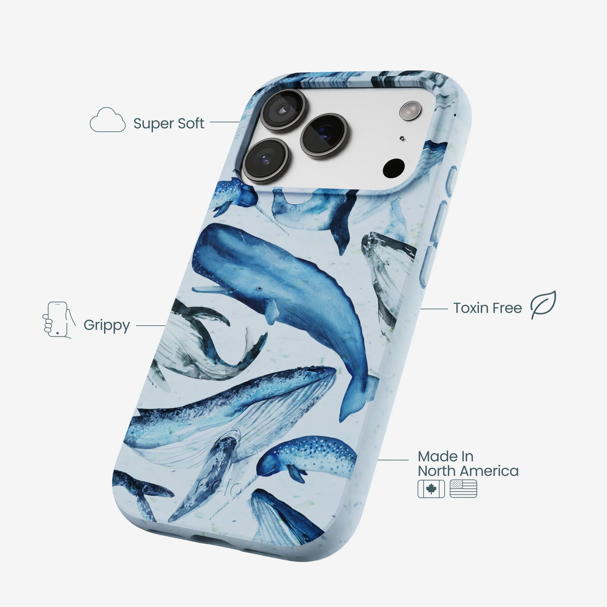Powder Blue Whales iPhone 17 Pro Case - Image 4