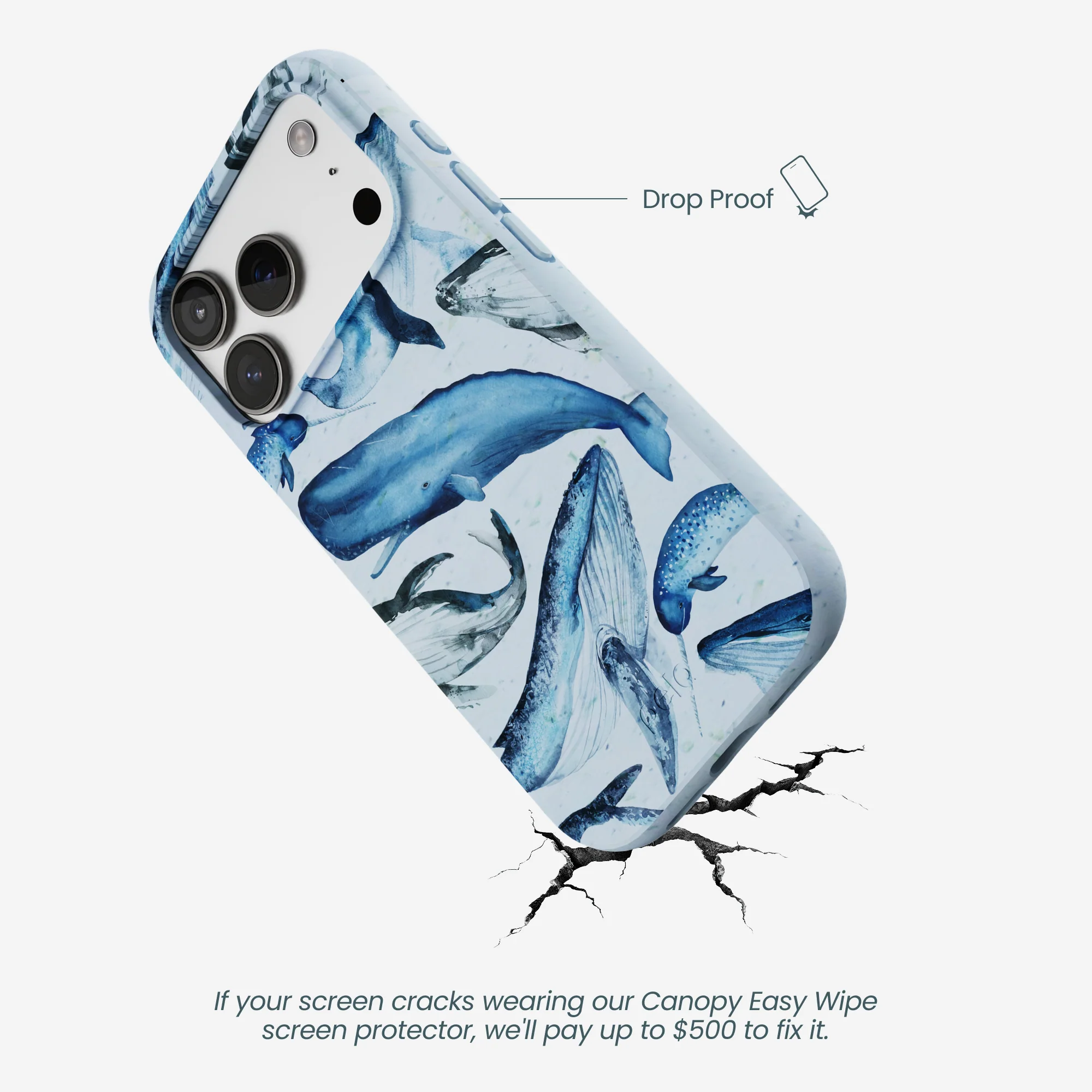 Powder Blue Whales iPhone 17 Pro Case - Image 5