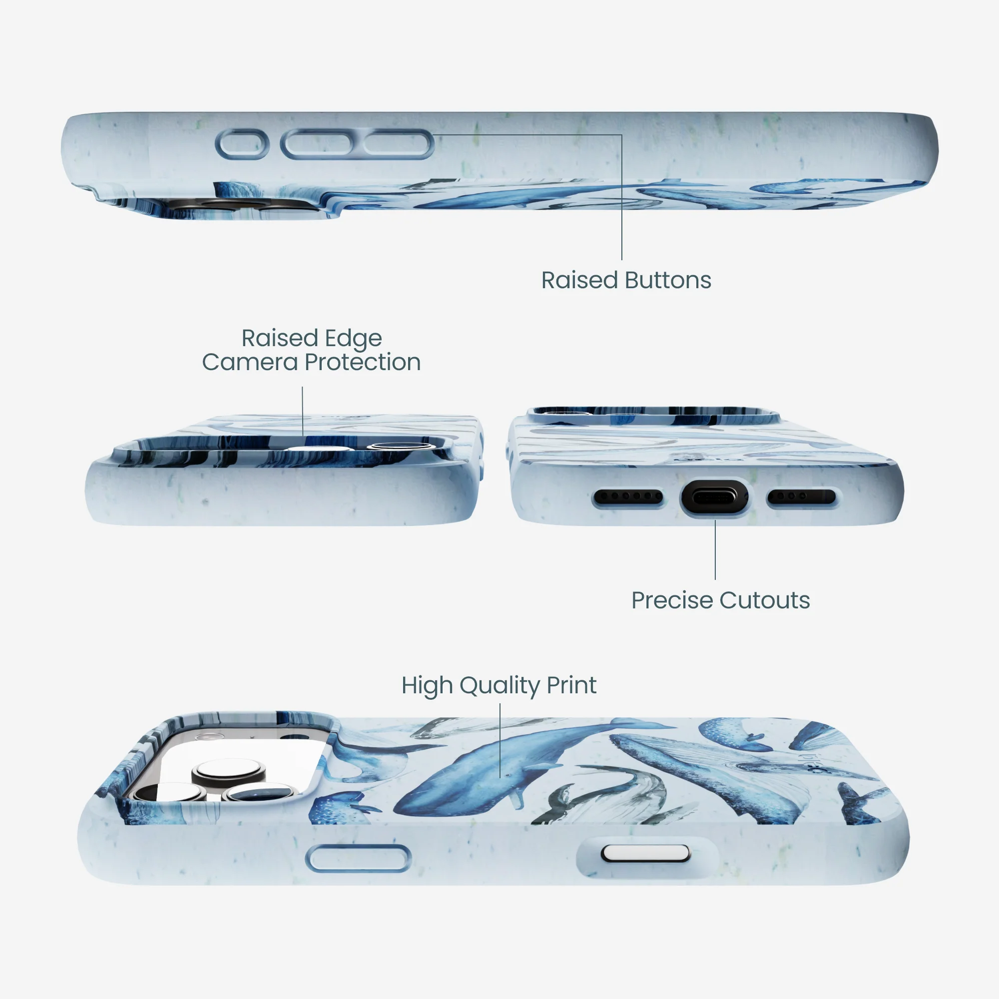 Powder Blue Whales iPhone 17 Pro Max Case - Image 3