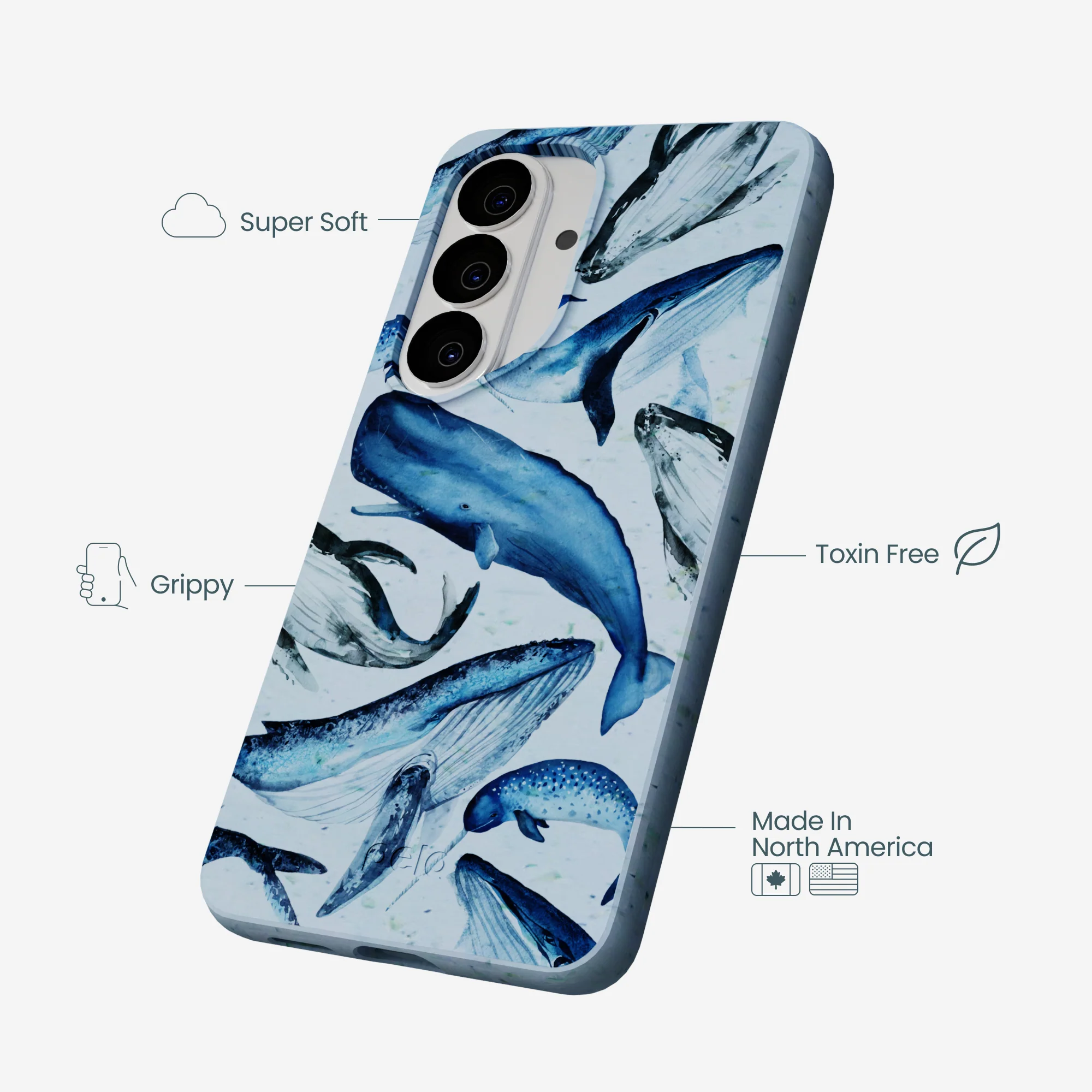 Powder Blue Whales Samsung Galaxy S26 Case - Image 3