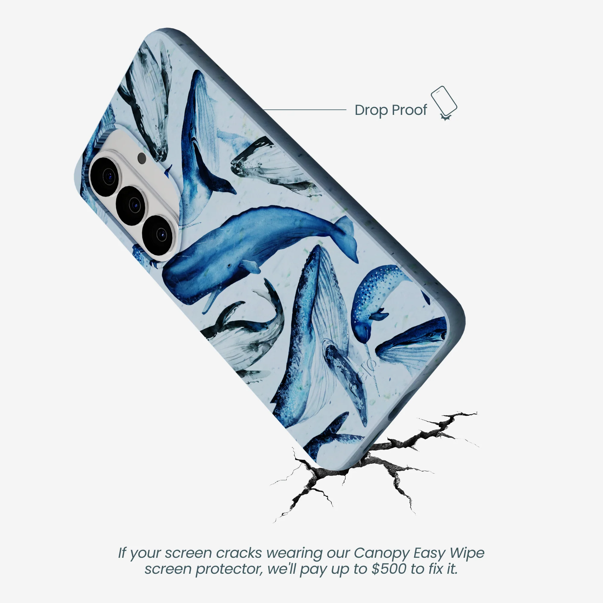 Powder Blue Whales Samsung Galaxy S26 Case - Image 4