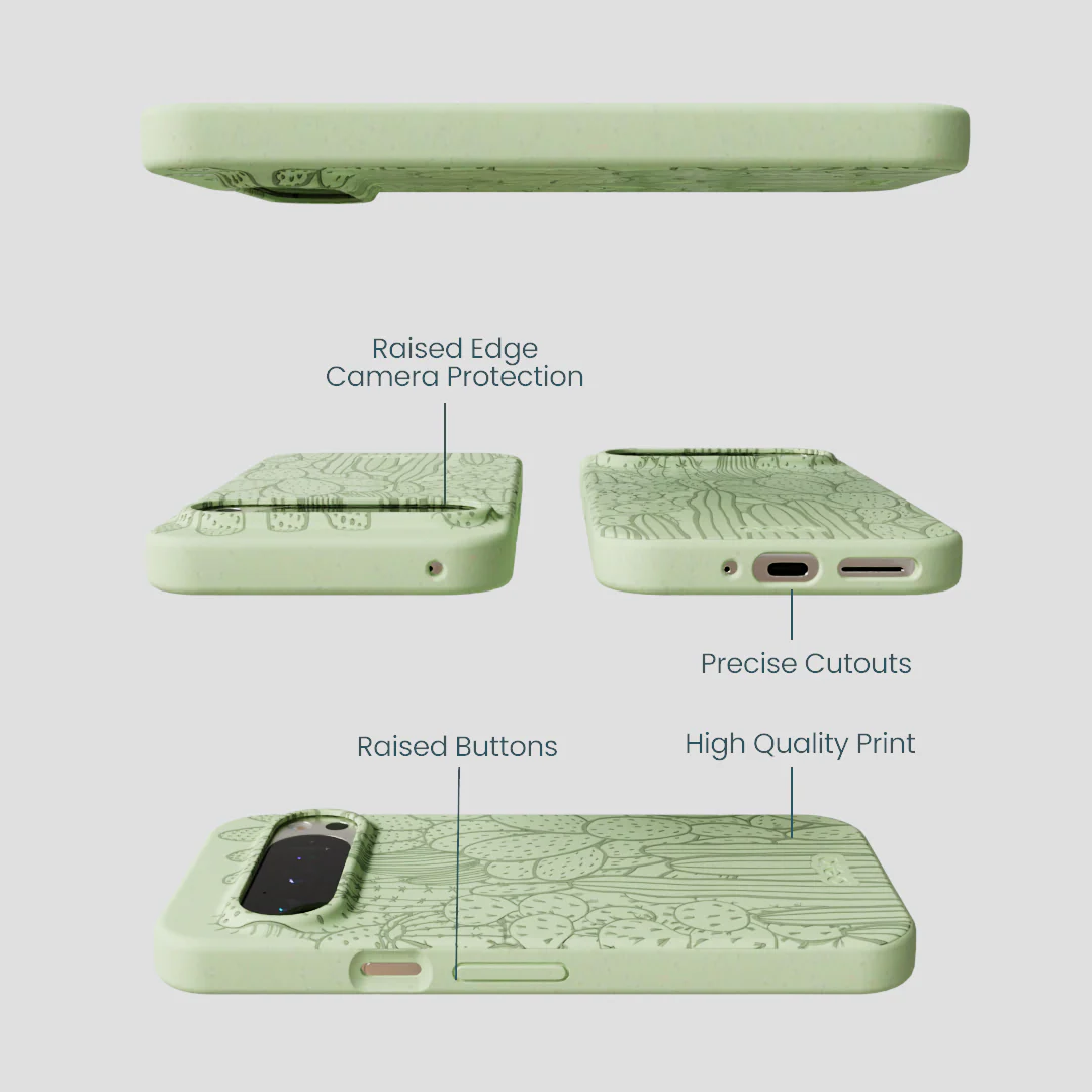 Sage Green Cacti Google Pixel 9/9 Pro Case - Image 2