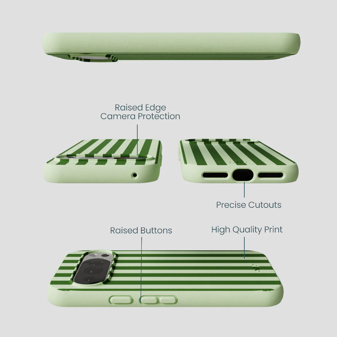 Sage Green Clover Stripes Google Pixel 10/10 Pro Case - Image 2