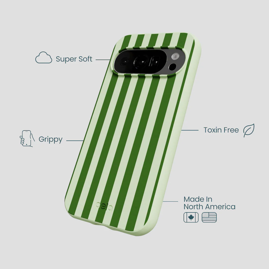 Sage Green Clover Stripes Google Pixel 10/10 Pro Case - Image 3