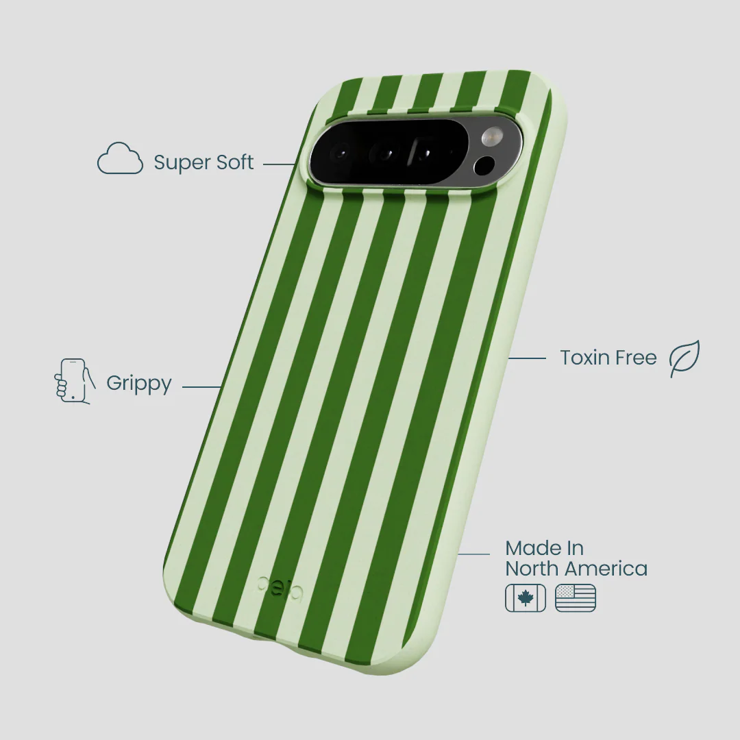 Sage Green Clover Stripes Google Pixel 10 Pro XL Case - Image 3