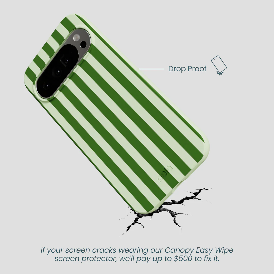 Sage Green Clover Stripes Google Pixel 10 Pro XL Case - Image 4