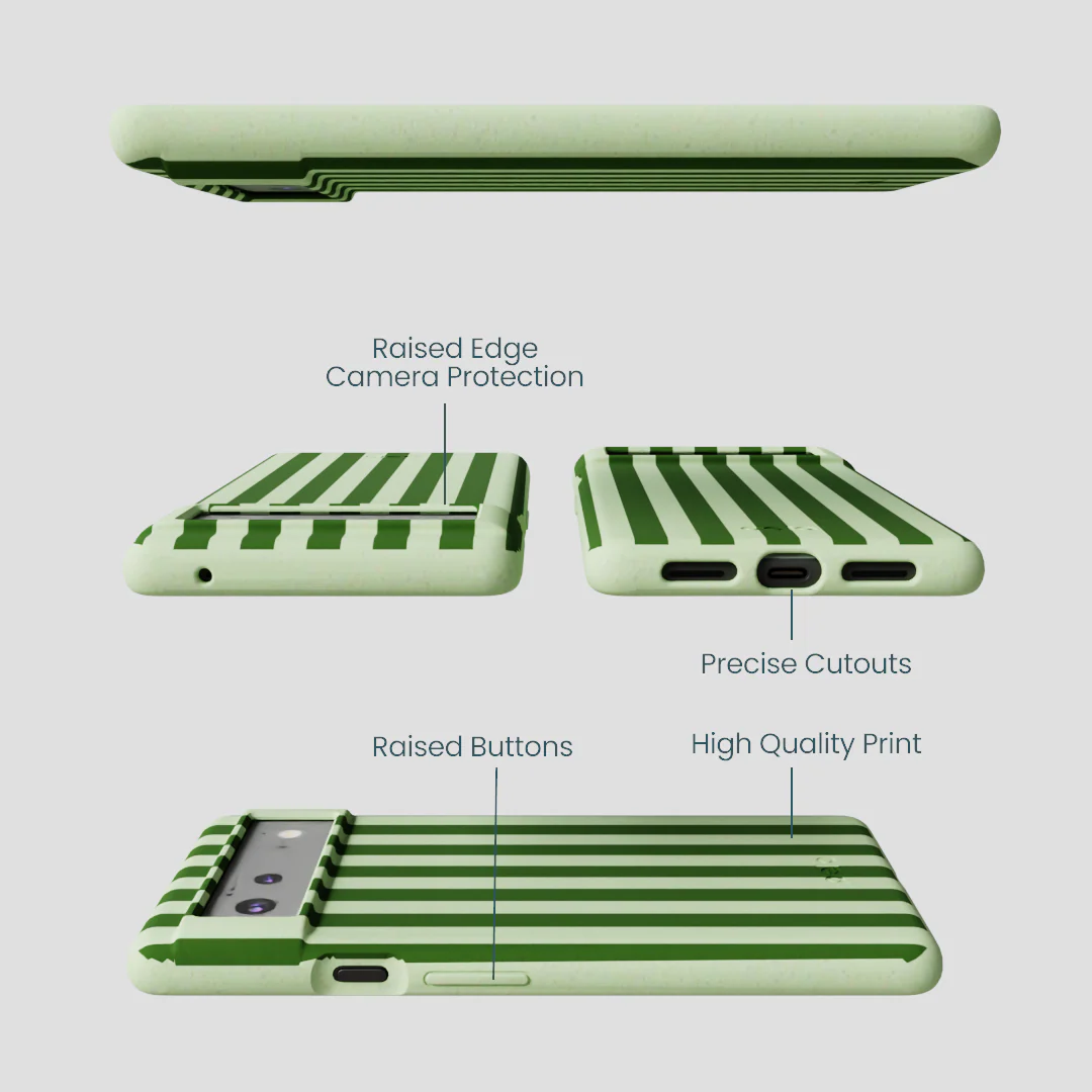 Sage Green Clover Stripes Google Pixel 6 Case - Image 2