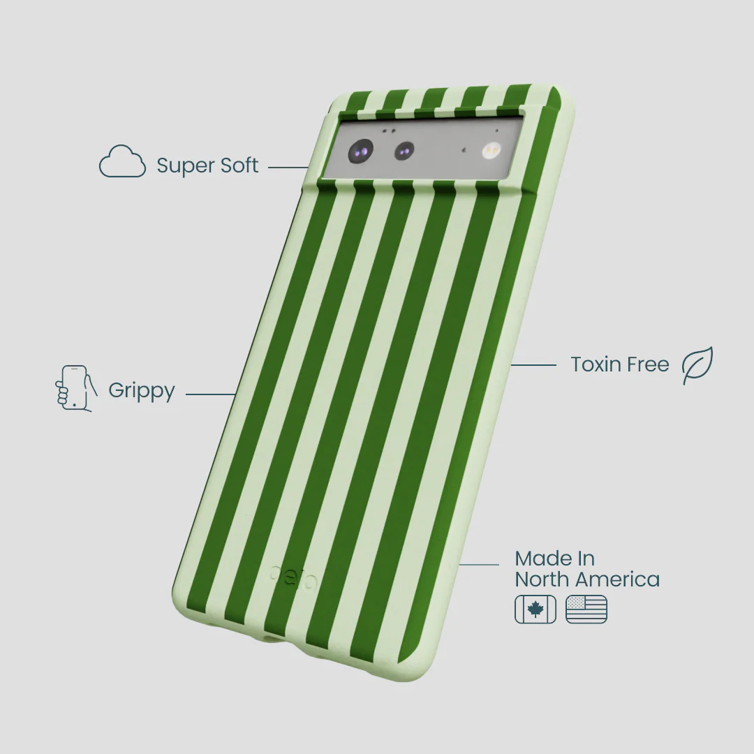 Sage Green Clover Stripes Google Pixel 6 Case - Image 3