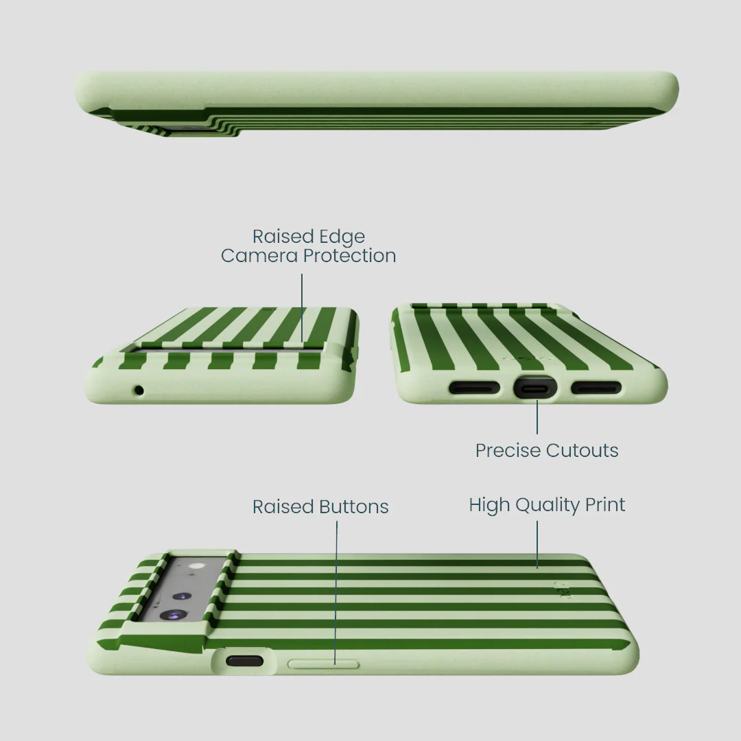 Sage Green Clover Stripes Google Pixel 6a Case - Image 2