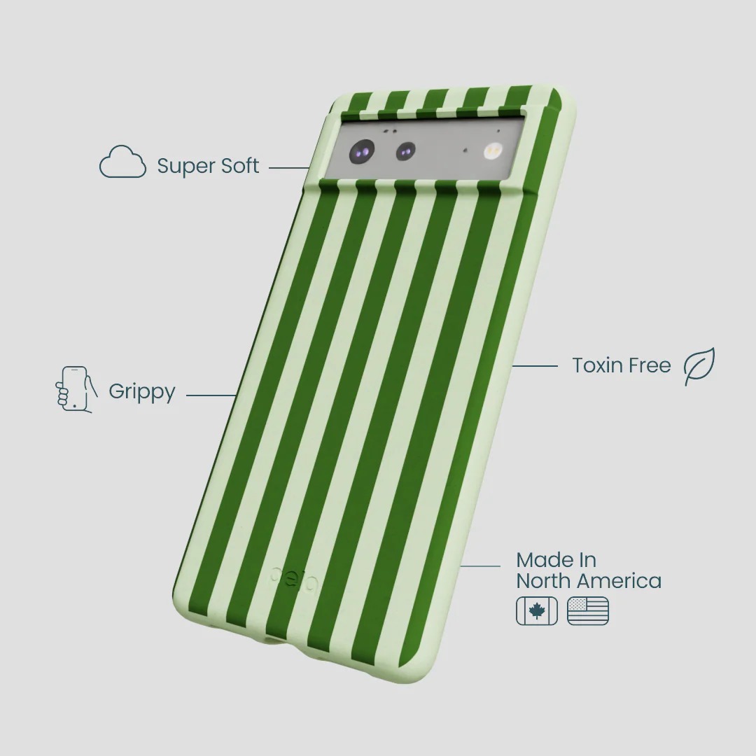 Sage Green Clover Stripes Google Pixel 6a Case - Image 3