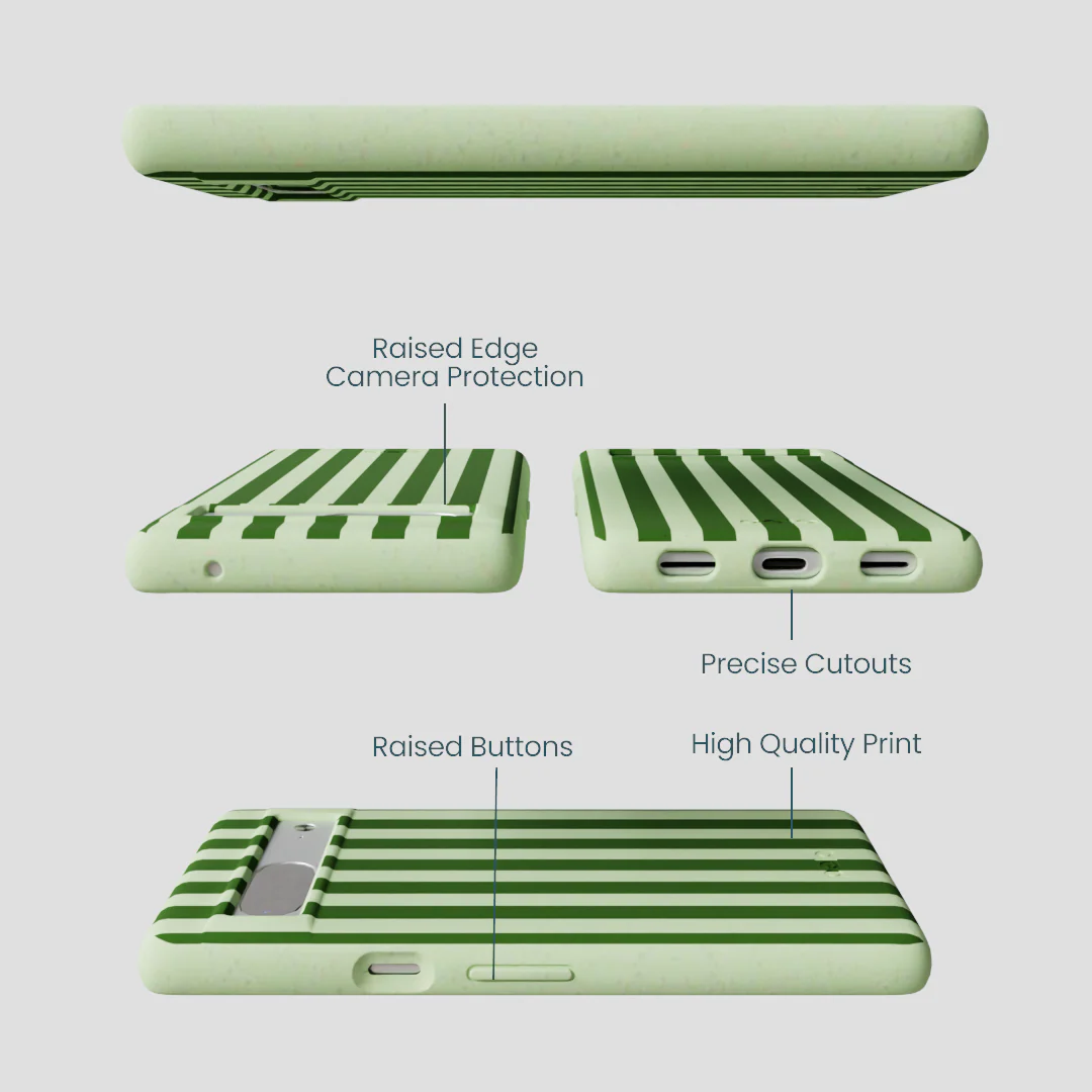 Sage Green Clover Stripes Google Pixel 7a Case - Image 2