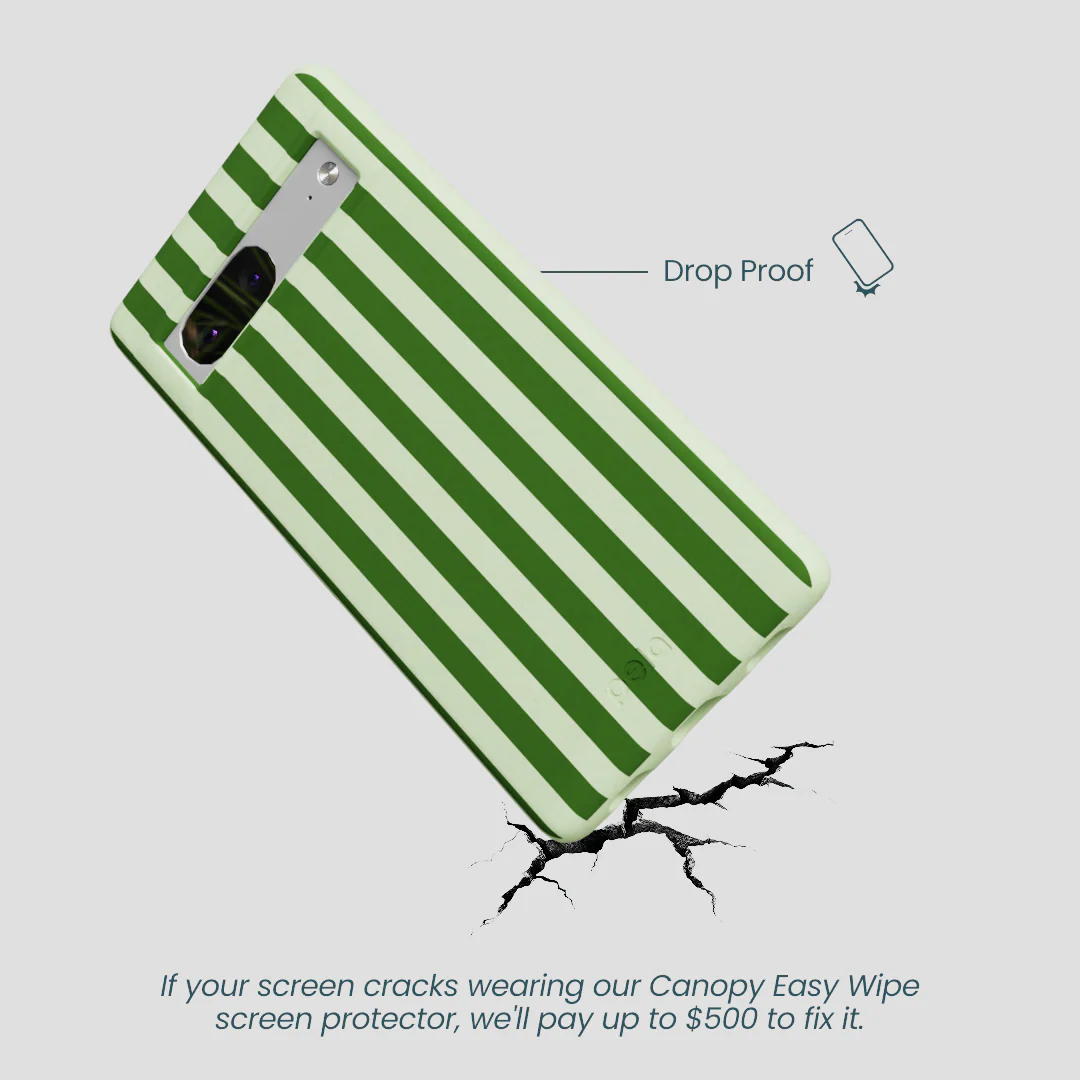 Sage Green Clover Stripes Google Pixel 7a Case - Image 4