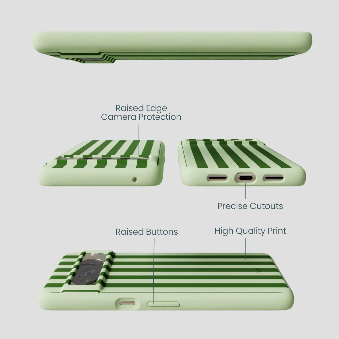 Sage Green Clover Stripes Google Pixel 8 Pro Case - Image 2