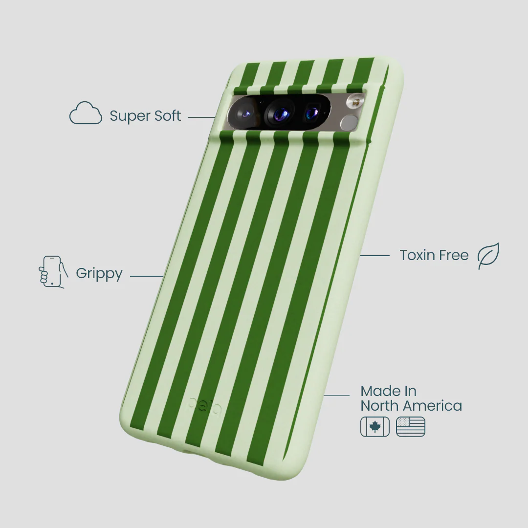 Sage Green Clover Stripes Google Pixel 8 Pro Case - Image 3