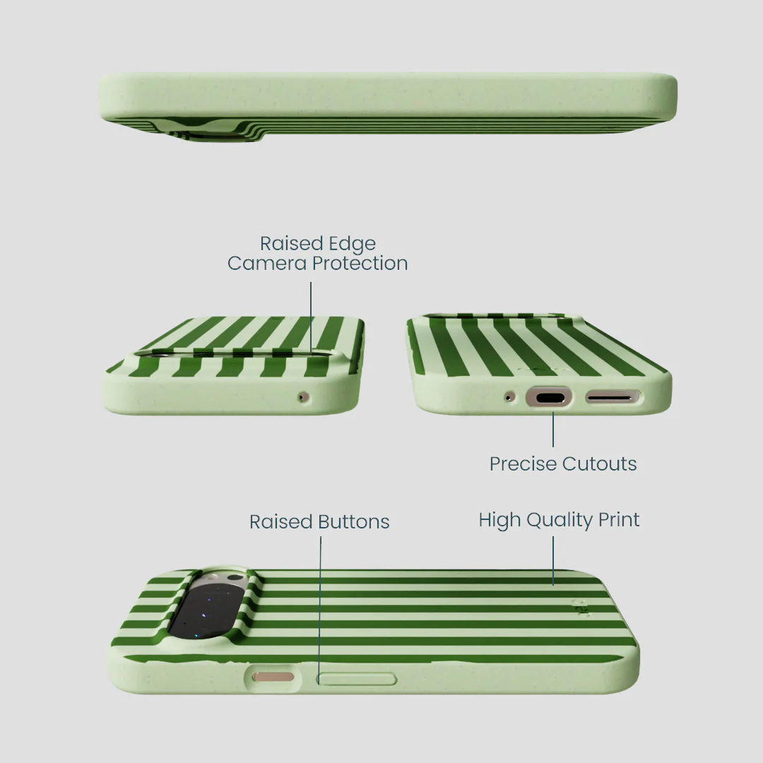 Sage Green Clover Stripes Google Pixel 9/9 Pro Case - Image 2
