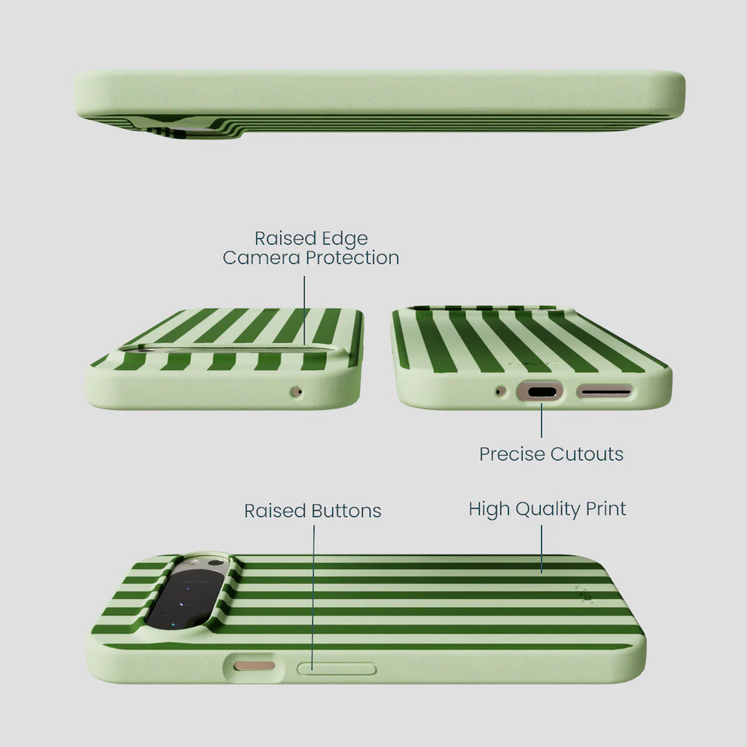 Sage Green Clover Stripes Google Pixel 9 Pro XL Case - Image 2