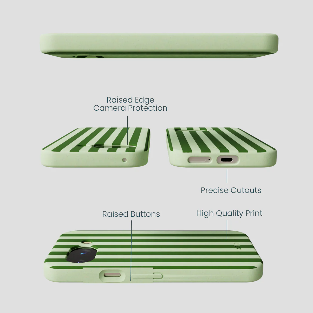 Sage Green Clover Stripes Google Pixel 9a Case - Image 2