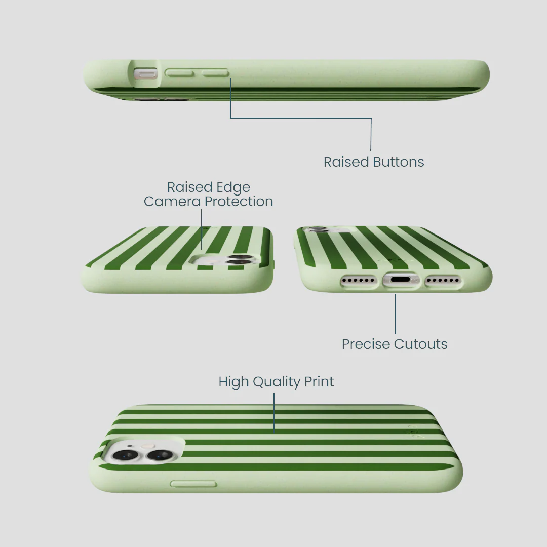 Sage Green Clover Stripes iPhone 11 Case - Image 3